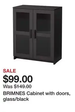 Ikea BRIMNES Cabinet with doors, glass/black offer