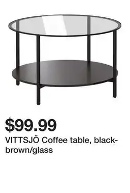 Ikea VITTSJÖ Coffee table, black-brown/glass offer