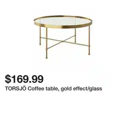 Ikea TORSJÖ Coffee table, gold effect/glass offer