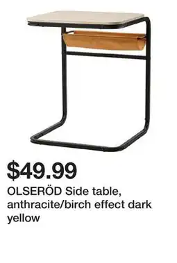 Ikea OLSERÖD Side table, anthracite/birch effect dark yellow offer