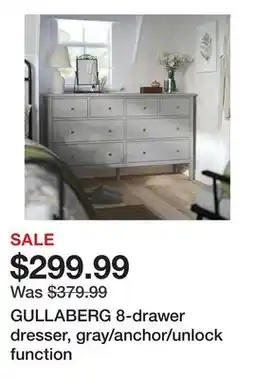 Ikea GULLABERG 8-drawer dresser, gray/anchor/unlock function offer