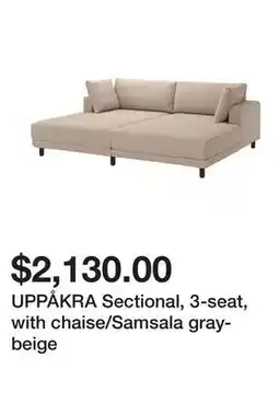 Ikea UPPÅKRA Sectional, 3-seat, with chaise/Samsala gray-beige offer