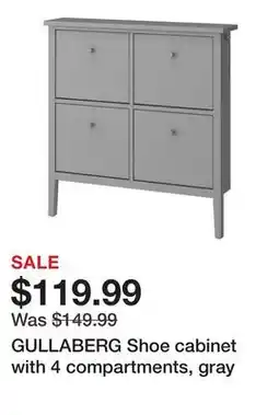 Ikea GULLABERG Shoe cabinet with 4 compartments, gray offer