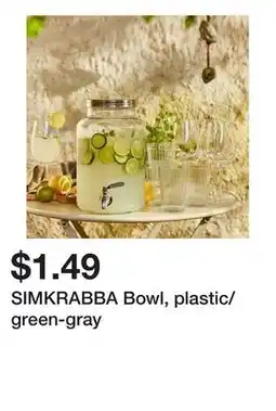 Ikea SIMKRABBA Bowl, plastic/green-gray offer