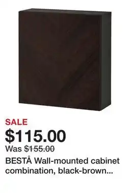 Ikea BESTÅ Wall-mounted cabinet combination, black-brown Hedeviken/dark-brown stained oak veneer offer