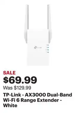 Best Buy TP-Link - AX3000 Dual-Band Wi-Fi 6 Range Extender - White offer