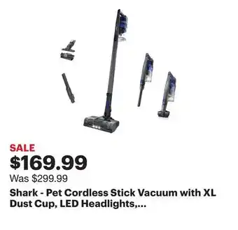 Best Buy Shark - Pet Cordless Stick Vacuum with XL Dust Cup, LED Headlights, Up to 40 min Runtime - Blue Iris offer