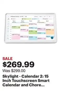 Best Buy Skylight - Calendar 2: 15 Inch Touchscreen Smart Calendar and Chore Chart - White offer