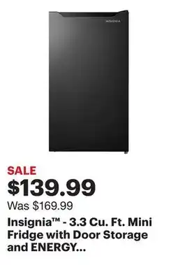 Best Buy Insignia - 3.3 Cu. Ft. Mini Fridge with Door Storage and ENERGY STAR Certification - Black offer