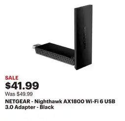 Best Buy NETGEAR - Nighthawk AX1800 Wi-Fi 6 USB 3.0 Adapter - Black offer