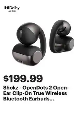 Best Buy Shokz - OpenDots 2 Open-Ear Clip-On True Wireless Bluetooth Earbuds - Black offer