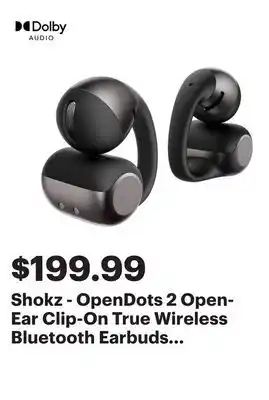 Best Buy Shokz - OpenDots 2 Open-Ear Clip-On True Wireless Bluetooth Earbuds - Black offer