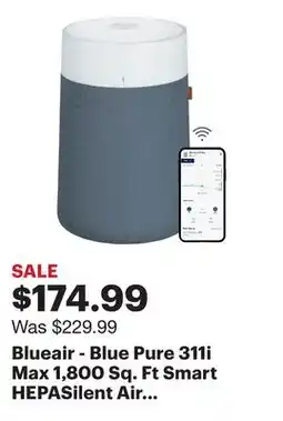 Best Buy Blueair - Blue Pure 311i Max 1,800 Sq. Ft Smart HEPASilent Air Purifier - White/Seabed offer