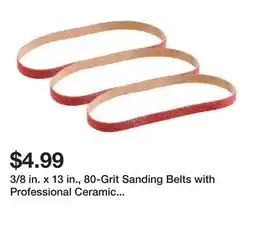 Harbor Freight Tools 3/8 in. x 13 in., 80-Grit Sanding Belts with Professional Ceramic Abrasive, 3-Pack offer