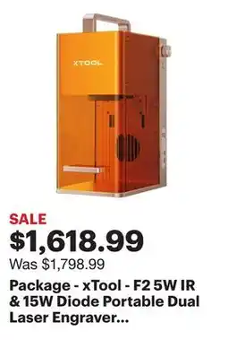 Best Buy Package - xTool - F2 5W IR & 15W Diode Portable Dual Laser Engraver and Desktop Purifier - White offer
