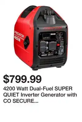 Harbor Freight Tools 4200 Watt Dual-Fuel SUPER QUIET Inverter Generator with CO SECURE Technology offer