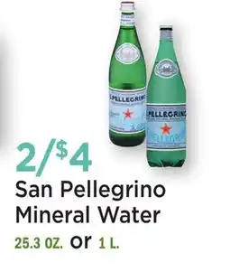 Heinen's San Pellegrino Mineral Water 25.3 OZ. or 1 L offer