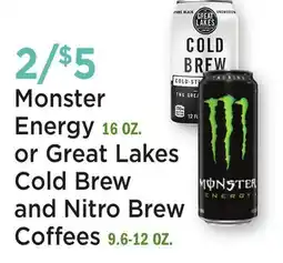 Heinen's Monster Energy 16 OZ. or Great Lakes Cold Brew and Nitro Brew Coffees 9.6-12 OZ offer