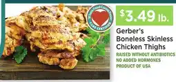 Heinen's Gerber's Boneless Skinless Chicken Thighs offer