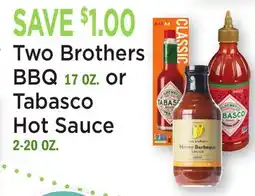 Heinen's Two Brothers BBQ 17 OZ. or Tabasco Hot Sauce 2-20 OZ offer