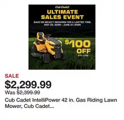Tractor Supply Company Cub Cadet IntelliPower 42 in. Gas Riding Lawn Mower, Cub Cadet Engine, Hydrostatic Transmission offer