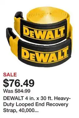 Tractor Supply Company DEWALT 4 in. x 30 ft. Heavy-Duty Looped End Recovery Strap, 40,000 lb. Break Strength offer