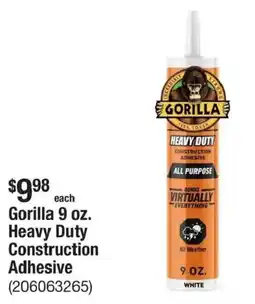 The Home Depot Gorilla Heavy Duty Construction Adhesive offer