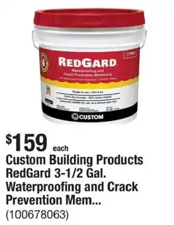 The Home Depot Custom Building Products RedGard 3-1/2 Gal. Waterproofing and Crack Prevention Mem... offer