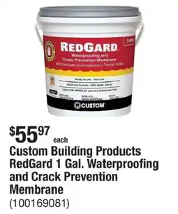 The Home Depot Custom Building Products RedGard Waterproofing and Crack Prevention Membrane offer