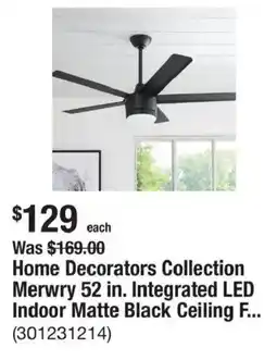 The Home Depot Home Decorators Collection Merwry Integrated LED Indoor Matte Black Ceiling F... offer