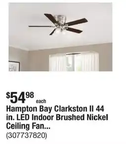 The Home Depot Hampton Bay Clarkston II 44 in. LED Indoor Brushed Nickel Ceiling Fan... offer