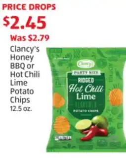 Aldi Clancy's Honey BBQ or Hot Chili Lime Potato Chips offer