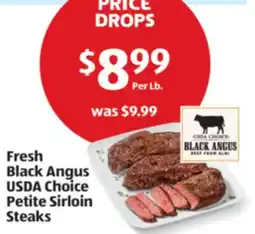 Aldi Fresh Black Angus USDA Choice Petite Sirloin Steaks offer