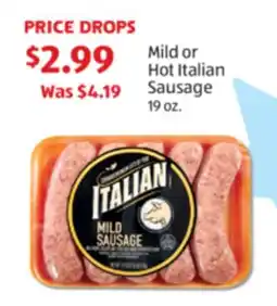 Aldi Mild or Hot Italian Sausage offer