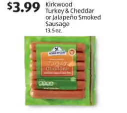 Aldi Kirkwood Turkey & Cheddar or Jalapeño Smoked Sausage offer