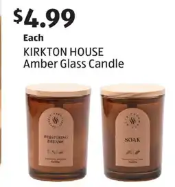 Aldi KIRKTON HOUSE Amber Glass Candle offer