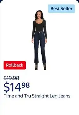 Walmart Time and Tru Women's Mid Rise Straight Leg Jeans, 30 and 28 Inseams, Sizes 0-22 offer