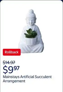 Walmart Mainstays 8.5 Artificial Succulent Arrangement in White Buddha Ceramic Planter offer