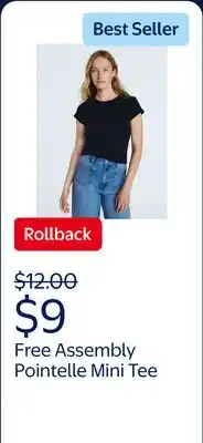 Walmart Free Assembly Women's and Women's Plus Pointelle Mini Tee with Short Sleeves, Sizes XS-4X offer