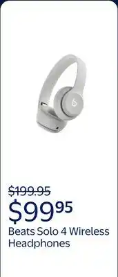 Walmart Beats Solo 4 Wireless Headphones - On-Ear Wireless Headphones - Drenched Gray offer