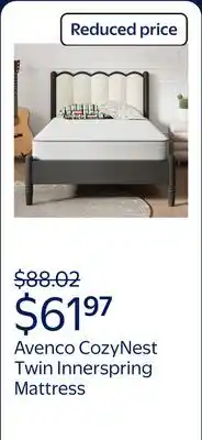 Walmart Avenco CozyNest 6 Twin Size Medium Supportive Innerspring Mattress offer