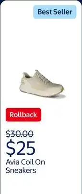 Walmart Avia Women's Coil On Sneakers, Wide Width Available offer