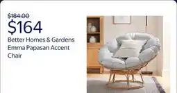 Walmart Better Homes & Gardens Emma Papasan Accent Chair, Gray Linen offer