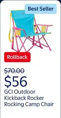 Walmart GCI Outdoor Kickback Rocker Low Profile Rocking Camp Chair, Blue Retro offer