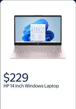 Walmart HP 14 inch HD Windows Laptop Intel Processor N150 4GB 128GB UFS Tranquil Pink offer