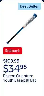 Walmart Easton Quantum USSSA Youth Baseball Bat | 28 in | -10 offer