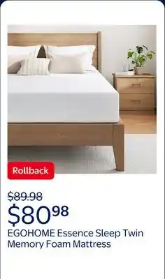 Walmart EGOHOME Essence Sleep Twin Mattress, 6 Memory Foam Mattress in a Box, Medium offer