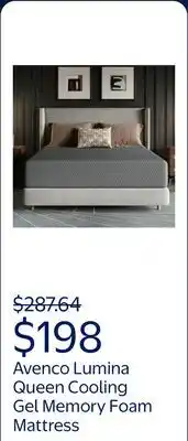 Walmart Avenco Lumina 12 Medium Adult Cooling Gel Memory Foam Mattress, Queen Size offer