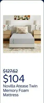Walmart Novilla Atease 8 Twin Size Medium Adult Memory Foam Mattress offer