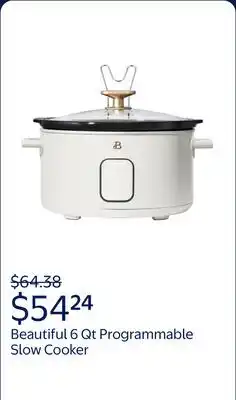Walmart Beautiful 6 Qt Programmable Slow Cooker, White Icing by Drew Barrymore offer